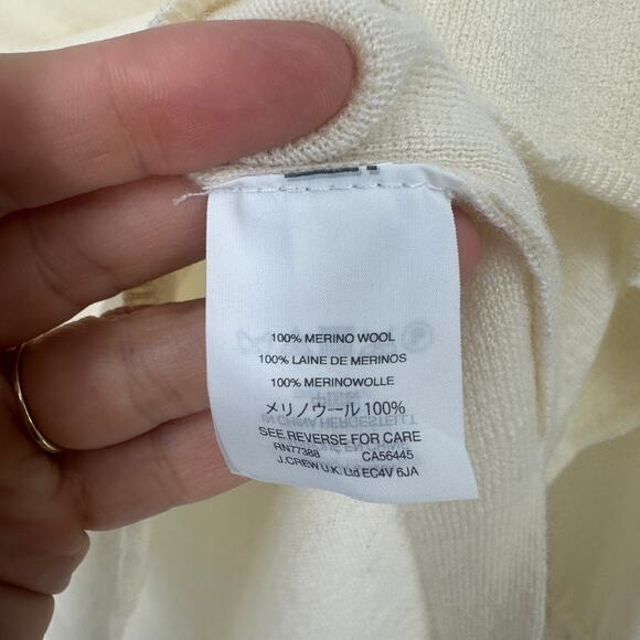 J. Crew women's merino wool top size medium cream drawstring long sleeve soft - Picture 8 of 11